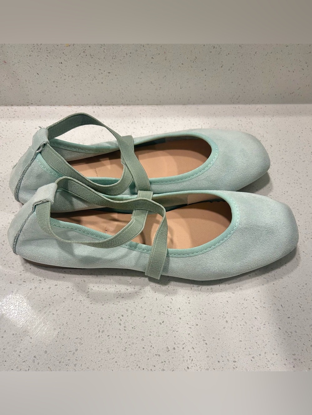 Mint Ballet Flats with Cross Strap